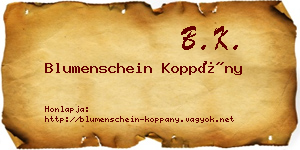 Blumenschein Koppány névjegykártya